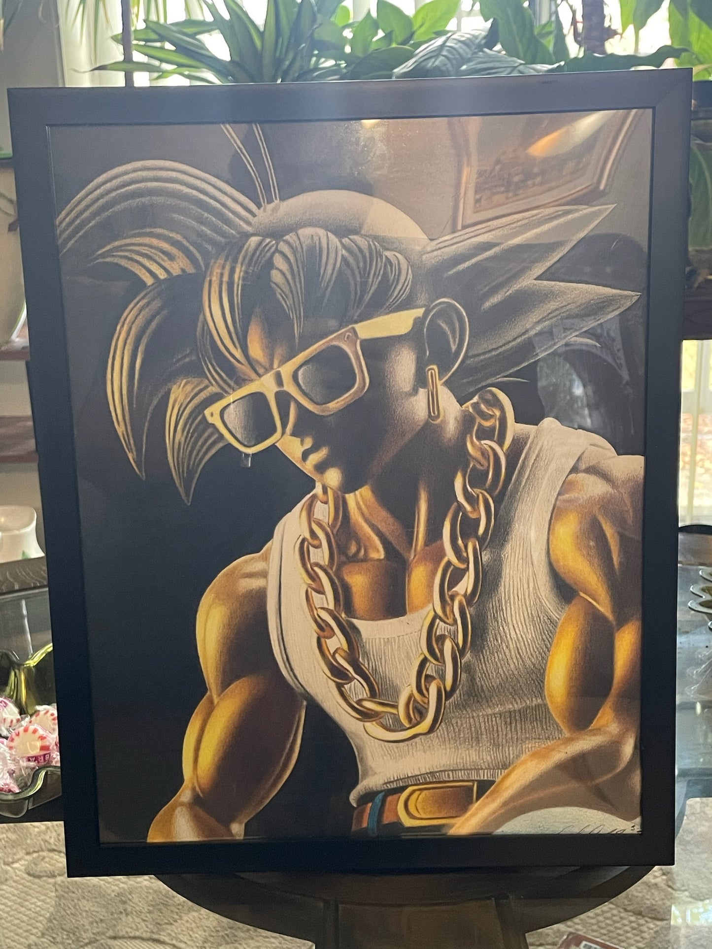 Swag Goku: A Unique Hand-Drawn Art Piece - 11x14 inches