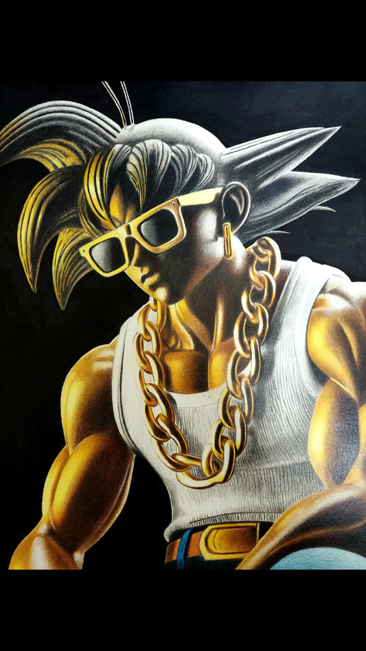 Swag Goku: A Unique Hand-Drawn Art Piece - 11x14 inches