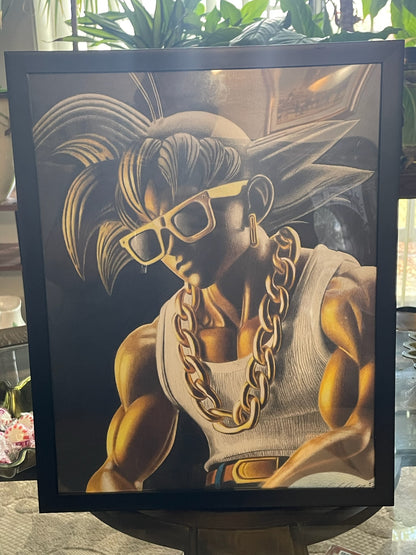 Swag Goku: A Unique Hand-Drawn Art Piece - 11x14 inches
